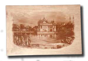 Golden Temple Engraved in Wood