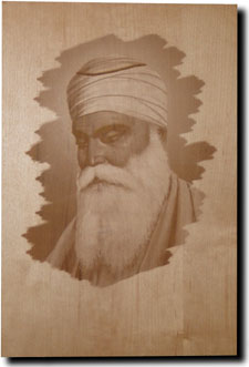 Guru Nanak Portrait in Wood